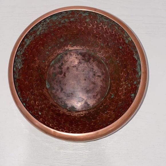 Vintage Hammered Copper Bowl Approximately 3" H X 7.25" Round - Picture 11 of 12